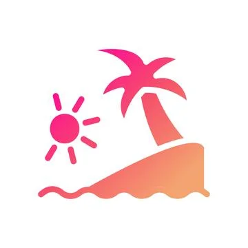 Island icon solid gradient pink yellow summer beach symbol illustration. Illustrazione stock