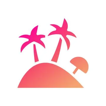 Island icon solid gradient pink yellow summer beach symbol illustration. Illustrazione stock