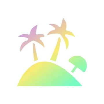 Island icon solid gradient purple yellow green summer beach symbol illustra.. Illustrazione stock