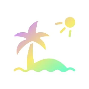 Island icon solid gradient purple yellow green summer beach symbol illustra.. Illustrazione stock