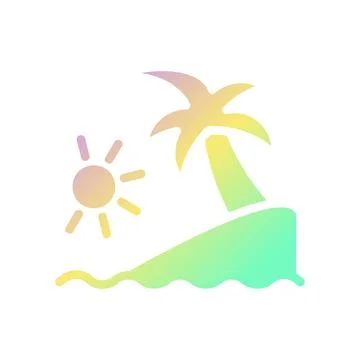 Island icon solid gradient purple yellow green summer beach symbol illustra.. Stock Illustration
