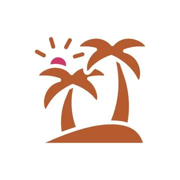 Island icon solid red brown summer beach symbol illustration. 스톡 일러스트