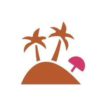Island icon solid red brown summer beach symbol illustration. Stockillustratie
