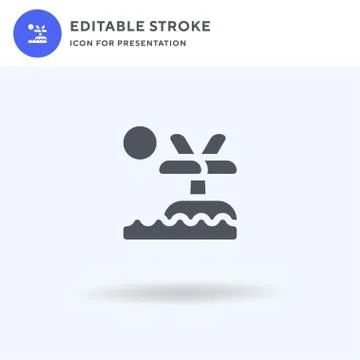 Island icon vector, filled flat sign, solid pictogram isolated on white, logo Illustrazione stock