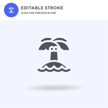 Island icon vector, filled flat sign, solid pictogram isolated on white, logo Stock Illustration