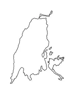 Island of Lefkada in Greece vector map line contour Stock Illustration