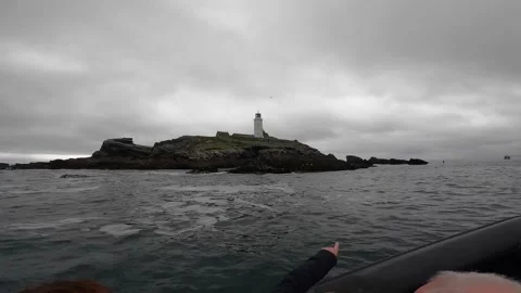 Island with Lighthouse Stock Footage 162185801