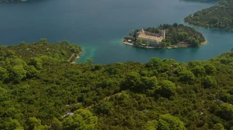 Island Mljet monastery Stock Footage 12186644