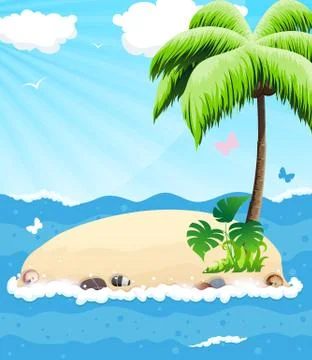Island in the ocean Stock Illustration