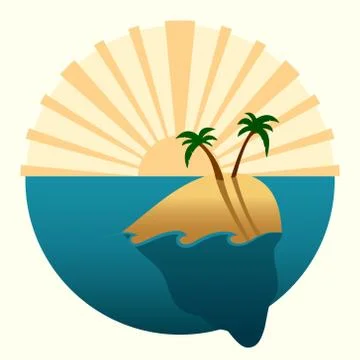 Island at the ocean Stock Illustration