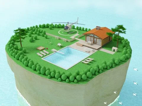 Island in the ocean Stock Illustration