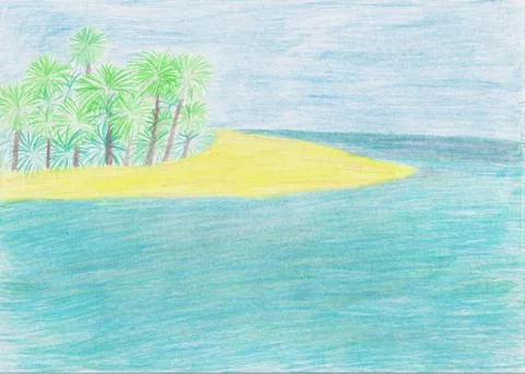 An Island In The Ocean Stock Illustration