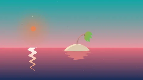 Island in the Ocean Vector Art Animation 스톡 동영상 153839005