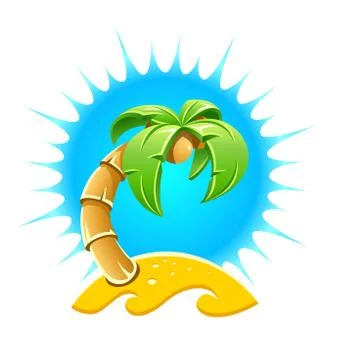 Island with palm and sand beach 스톡 일러스트