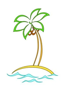 Island with a palm Stock Illustration
