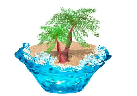 Island with palm Stock Illustration