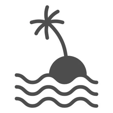 Island with palm solid icon, ocean concept, tropical island sign on white Stockillustratie