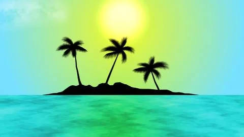 Island with palm trees Stock Illustration