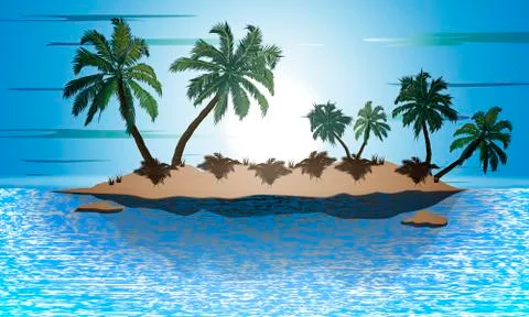 Island with palm trees Stock Illustration