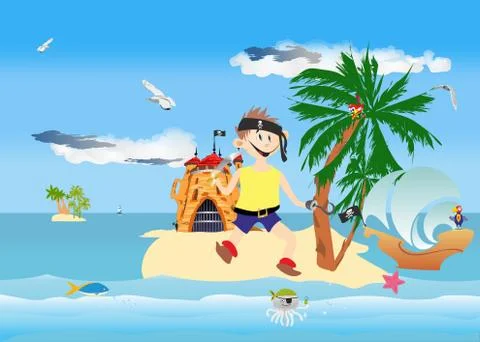 Island pirates Stock Illustration