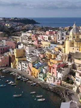 The island of Procida before the evening Stock Photos