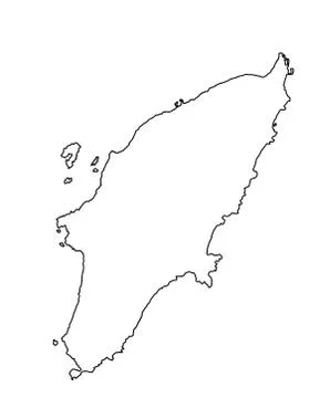 Island of Rhodes in Greece vector map line contour Stock Illustration