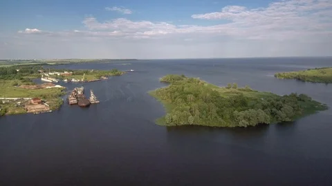 Island on the river. Stock Footage 92407896