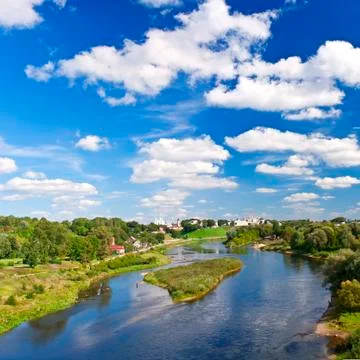 Island on the river Stock Photos