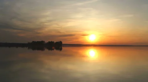 Island on a river at sunset Video stock 55100977