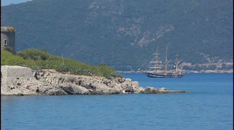 Island, Sailing ship Video stock 32409229