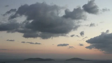 Island scene with clouds time lapse, Skyline HD 1080p Stock Footage 8691517