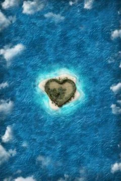 Island in the shape of a heart Stock Photos