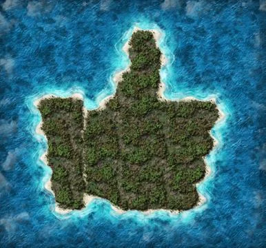 Island in the shape of a thumb up. Stock Photos