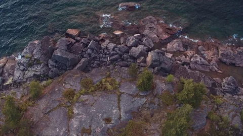 Island Shoreline Flyover and Pullback Stock Footage 71329301