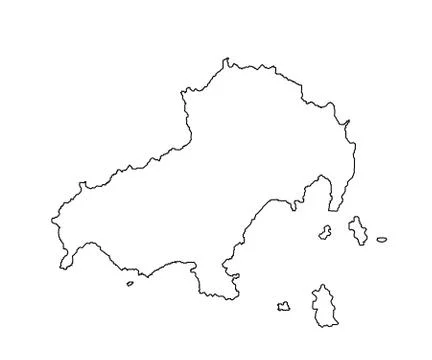 Island of Skiathos in Greece vector map line contour Stock Illustration