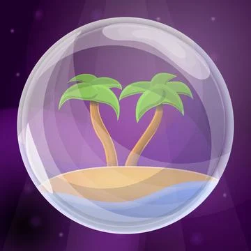 Island soap bubble concept background, cartoon style イラスト素材