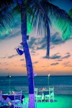 Island sunset dining Stock Photos