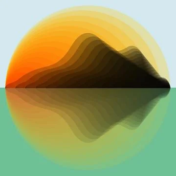 Island Sunset Stock Illustration