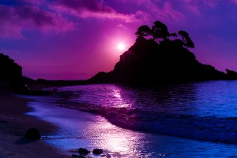 Island at sunset Foto stock