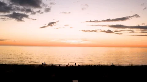  Island Sunset with silhouettes Stock Footage 123326972