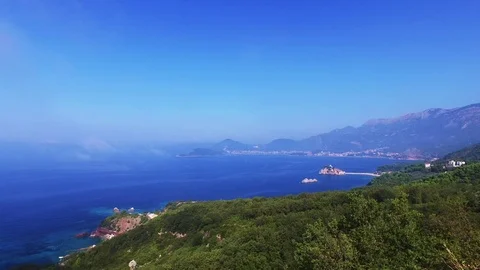 Island of Sveti Stefan, Montenegro Stock Footage 72408341