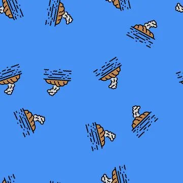 Island volcano vector seamless pattern Stock Illustration
