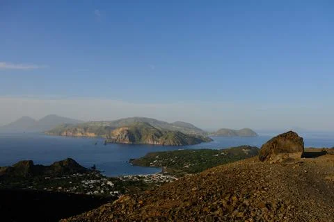 The island of Vulcano during the gas emissions Stock Photos