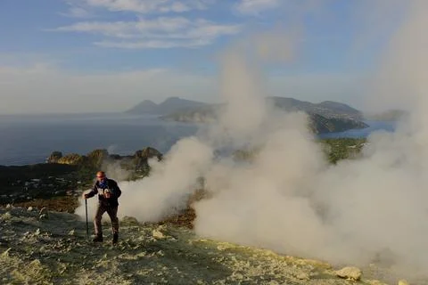 The island of Vulcano during the gas emissions Stock Photos