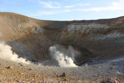 The island of Vulcano during the gas emissions Stock Photos