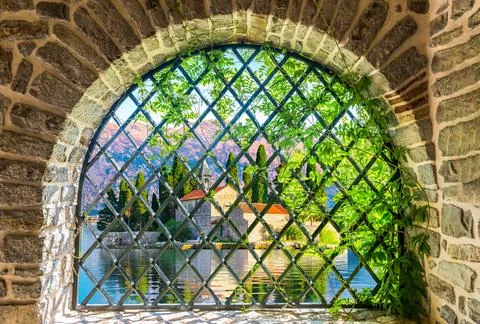 Island in window Foto stock