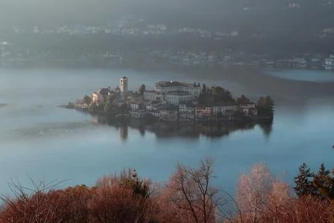 Island in winter light. Stock Photos