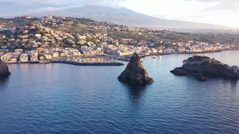 Islands of the Cyclops Aci Castello, Catania, Sicily, Italy Stock Footage 112018136