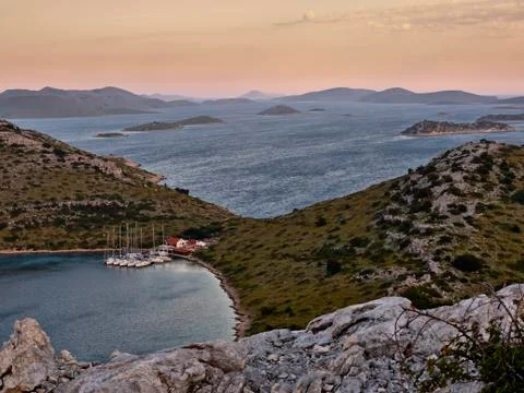 Islands in the dusk Stock Photos