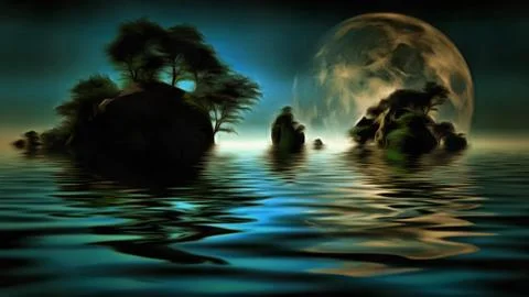 Islands with green trees Stock Illustration